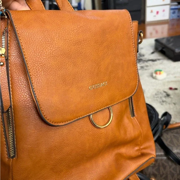 Tan Leather Backpack - Picture 1 of 3